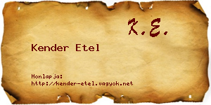 Kender Etel névjegykártya